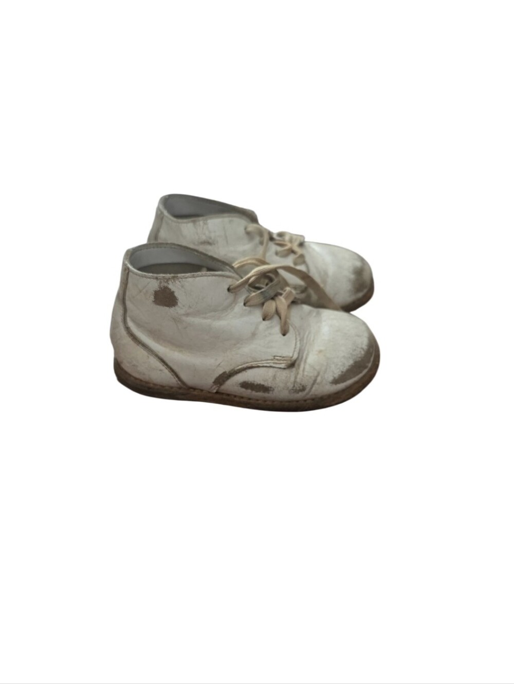 Vintage Baby Shoes Mid Century White Leather Toddler Walker Boots Jumping Jacks - Picture 5 of 16